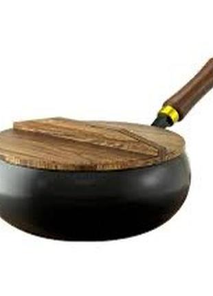 Глибока сковорода-каструля з дерев’яною кришкою 29 см