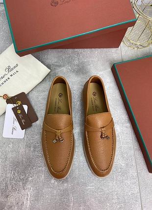 Женские корректные рыжие лоферы loro piana lp