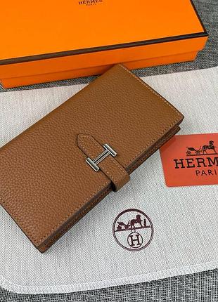 Жіночий брендовий коричневий шкіряний гаманець (h-5123) lux