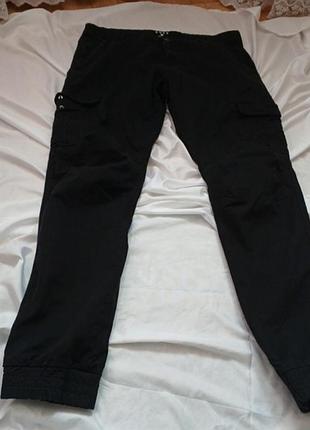 Брюки черные мужские, джоггеры с манжетами smog