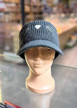 Детская кепка с отверстием для волос и с принтом котика, сезон зима-весна