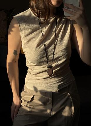 Бежевий топ з драпуванням h&m