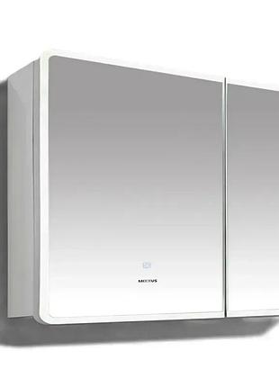 Шкафчик подвесной с зеркалом в ванную mixxus olivary 80x70x13см с подсветкой белый mi8296