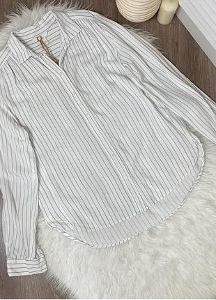 Котонова сорочка жіноча в смужку біла рубашка