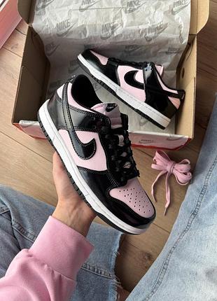 Nike sb dunk low pink black patent foam  арт 0301