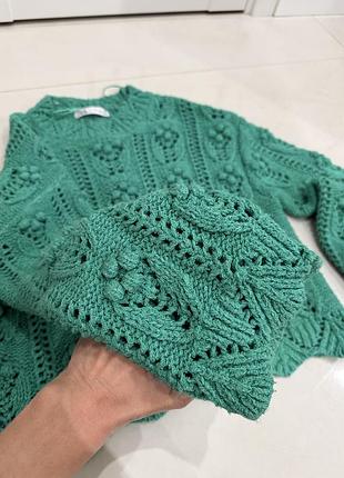 Zara светр зелений вʼязаний s 4