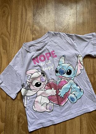 Футболка нарядна блискуча стіч серце оверсайз stitch disney zara