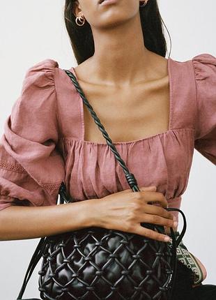 Новий! рожевий льняний топ zara 100%льон