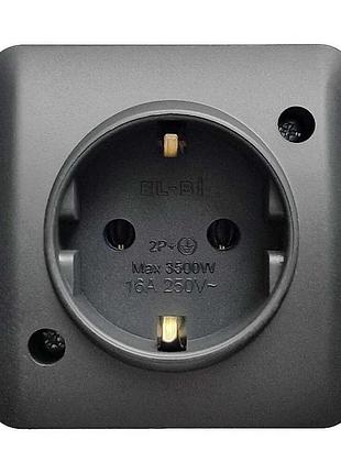 Розетка alsu чорний мат 1-а з заземленням