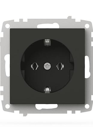 Розетка el-bi vega антрацит мат 1-на з заземленням без рамки