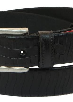 Мужской кожаный ремень под брюки skipper 1040-35 черный 3,5 см