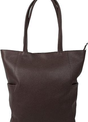 Женская кожаная сумка на двух ручках borsacomoda, украина темно-коричневая