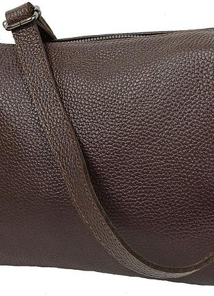 Жіноча шкіряна сумка на плече borsacomoda темно-коричнева