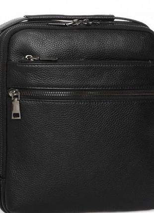 Мужская сумка из натуральной кожи tiding bag черная