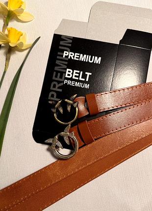 Рижий ремінь із натуральної шкіри