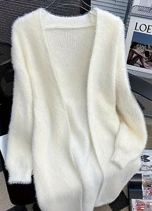 Молочний жіночий кардиган в корейському стилі oversize 2