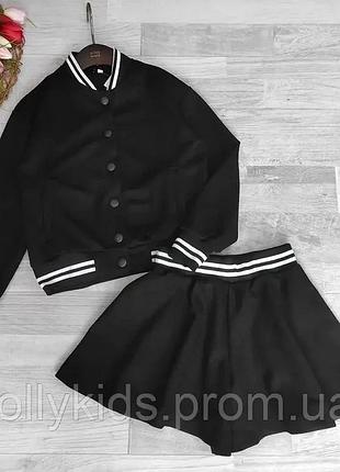 Костюм для девочки (жакет + юбка-шорты) 110-134 г. черный. чм1034