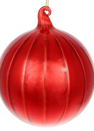 Елочный стеклянный шар 10см, цвет - глубокий красный