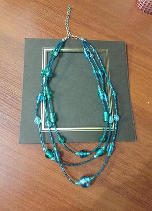 Намисто трирядове із скляних намистин