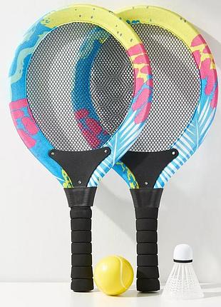 Набір для тенісу та бадмінтону 2в1, пляжний, дитячий, з м'ячиком і воланчиком