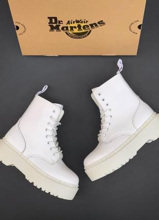 Женские ботинки dr. martens jadon mono white (мех)