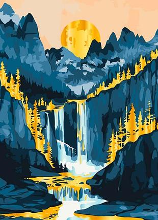 Картина за номерами artcraft "золотий пейзаж" із металізованими фарбами 40* 11076-ac