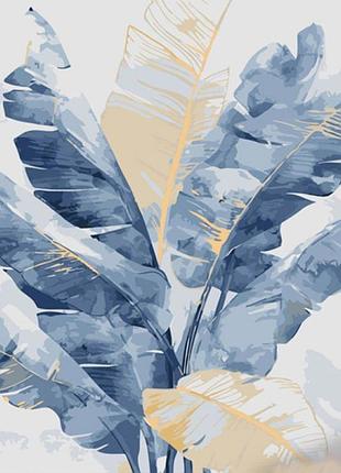 Картина по номерам stateg синие листья 40х50 см gs1427