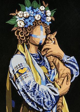 Картина за номерами stateg пригорнута на чорному фоні 40х50 см ah1147