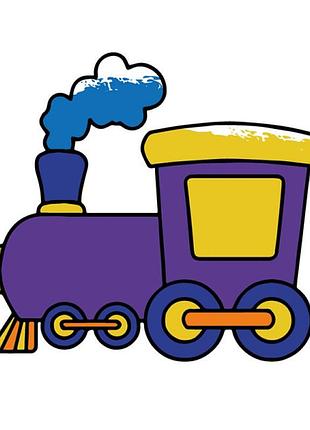 Раскраска с пальчиковыми красками art craft "паровозик" 25х25 см 15628-ac