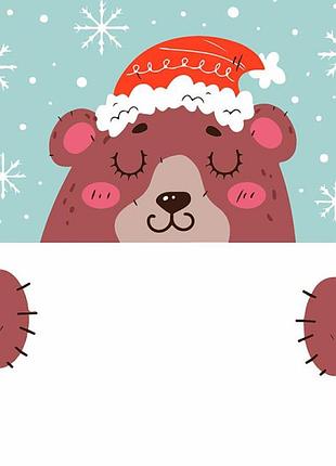 Картина по номерам stateg мишка с открыткой 20х20 см hh8019-