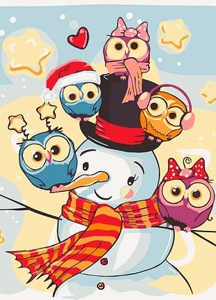 Картина за номерами artcraft "сніговик з совами" 30*30 см 15550-ac