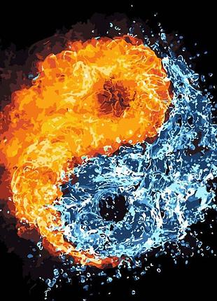 Картина по номерам stateg инь-янь вода и пламя 40х50 см dy032