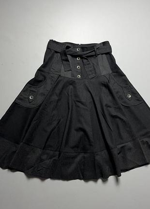 Вінтажна юбка спідниця міді кльош сонце широка пишна пояс ремінь смужка вінтаж y2k