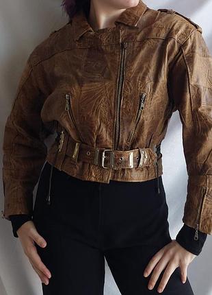 Шкірянка/кожанка/летюча миша/зі шматочків/коричне/бежева/вінтажна/dr marten's college 89/др мартенс/з 90х/з металевими елементами/неформальна/рок/