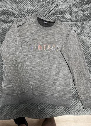 Сірий чоловічий світшот з написом "vintage"