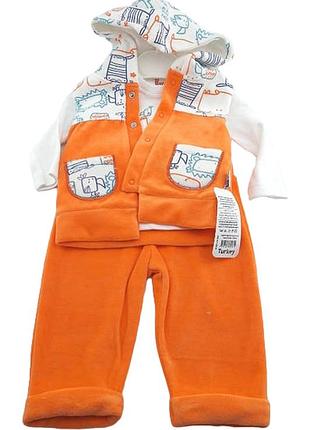 Спортивний костюм 6, 9, 12 місяців трикотажний для новонародженого хлопчика жовтогарячий (кднм41)