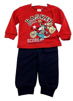 Спортивный костюм 3, 6, 9, 12 месяцев трикотажный для новорожденного мальчика красный (кднм57)