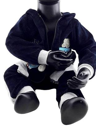 Спортивный костюм 9, 18 месяцев трикотажный для новорожденного мальчика синий (кднм11)