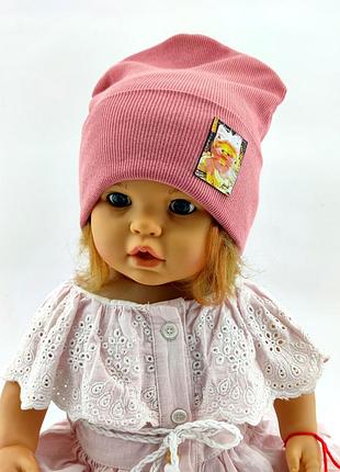 Шапка детская трикотажная двойная демисезонная детские головные уборы бежевый (шд184) 52 размер