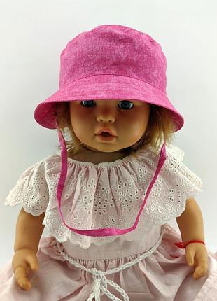 Панама дитяча 48, 50, 52, 54 розмір бавовна для дівчинки панамка головні убори малиновий (пд247) 50 розмір