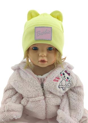 Шапка детская трикотажная двойная для новорожденных головные уборы желтый (шд448) 46 размер