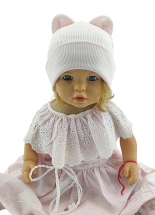 Шапка детская трикотажная двойная для новорожденных головные уборы розовый (шд357) 44 размер