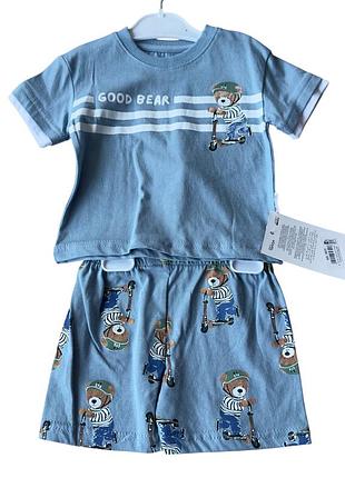 Костюм 9, 12, 18, 24 місяці туреччина літній трикотажний новонародженого хлопчика блакитний 12 місяців