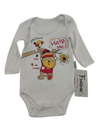 Боди 3, 6, 9, 12, 18 месяцев турция трикотажный для новорожденного на мальчика белый (кдн222) 9 месяцев