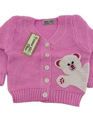 Детский свитер турция 1, 2, 3, 4 года для девочки на пуговицах розовый (фд12) 2 года
