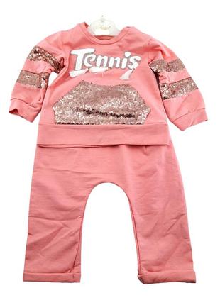 Спортивний костюм дитячий туреччина 3, 4 роки для дівчинки трикотажний кораловий (кді30) 4 роки