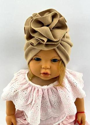 Шапка детская трикотажная двойная детская головные уборы коричневый (шд283) 50 размер