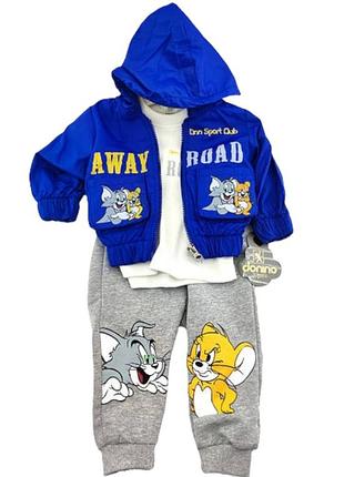 Костюм 3, 6 місяців туреччина теплий трикотажний новонародженого хлопчика синій (кдмм131) 6 місяців