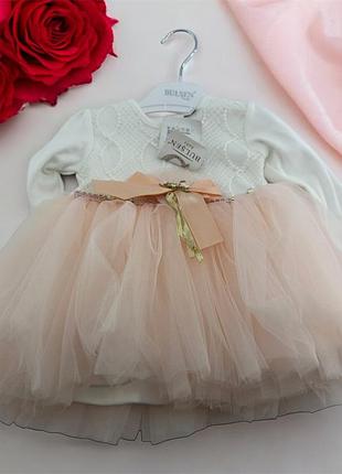 Дитяче плаття туреччина 6, 9, 12, 18 місяців для новонародженої дівчинки ошатне біле (пдн61) 12 місяців