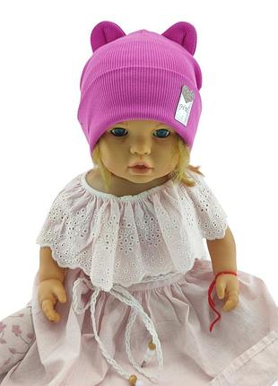 Шапка дитяча трикотажна подвійна для новонароджених головні убори малиновий (шд349) 52 розмір